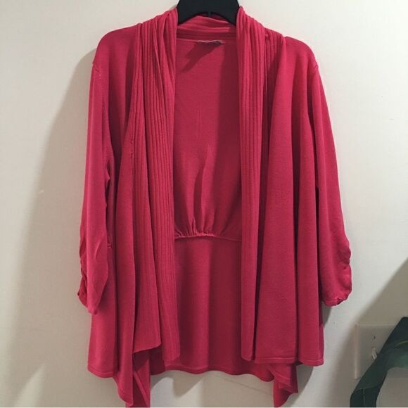 PLUS SIZE PINK CASCADE CARDIGAN - Picture 2 of 8